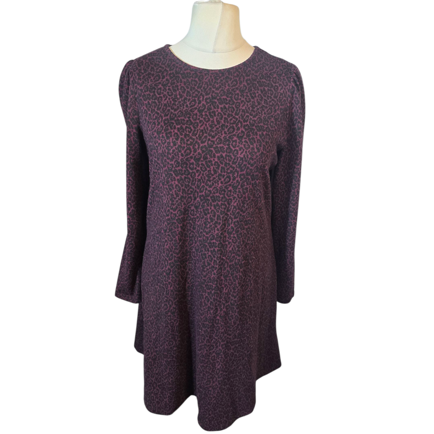 George Purple & Black Animal Print Jumper Dress – Size 12