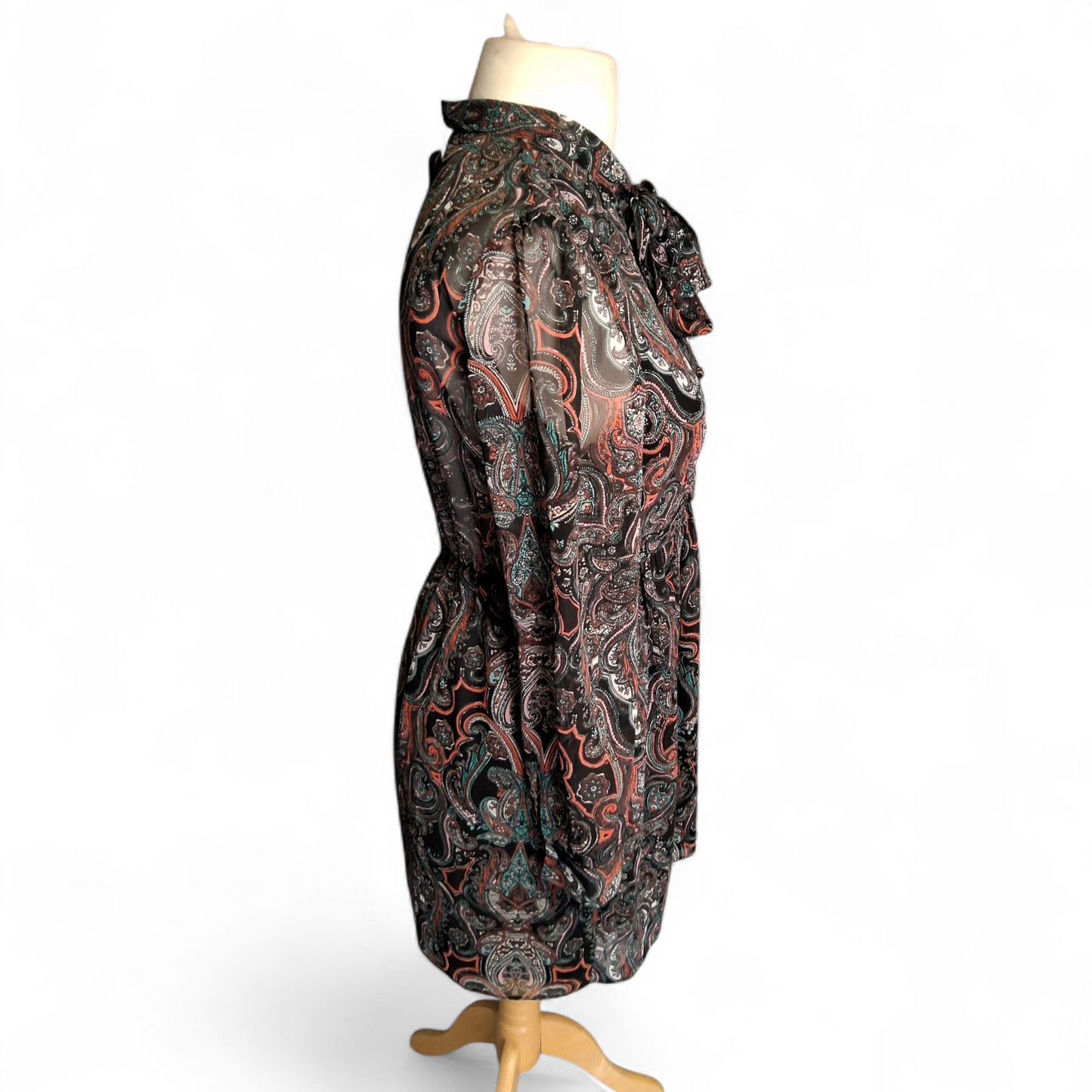 Miss Selfridge Petite Black Paisley Print Mini Dress – Size 12 – NWT