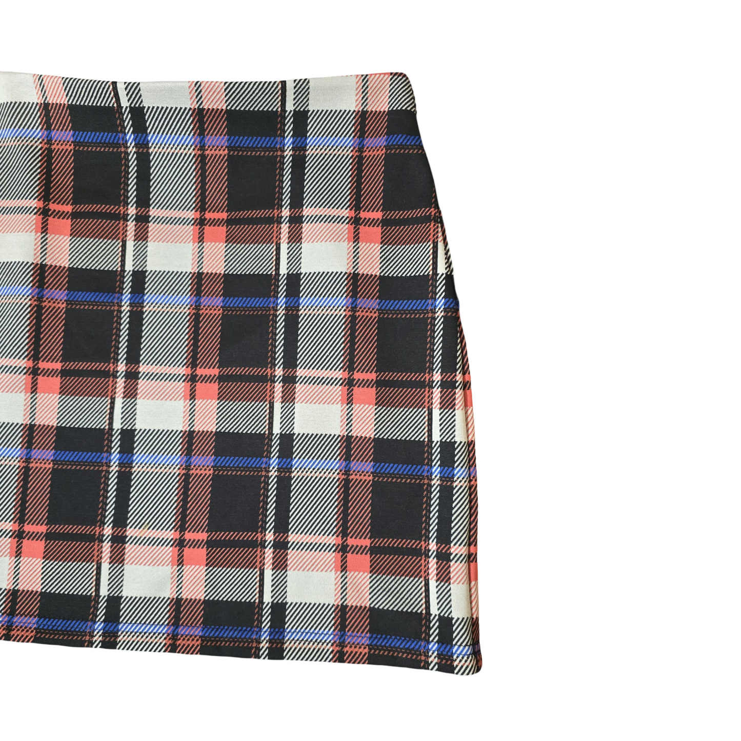 M&S Black, Red & Grey Checked Mini Skirt – Size 10