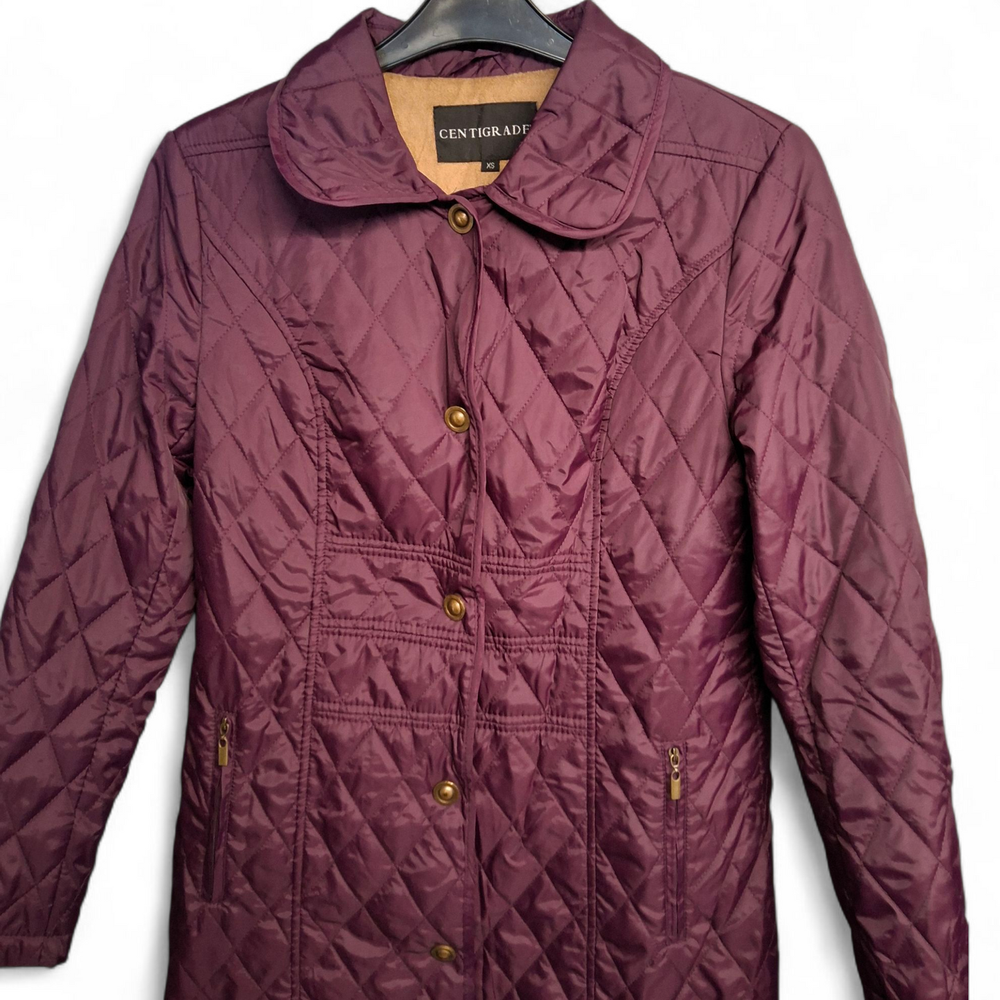 Centigrade Purple Quilted Midi Coat – XS (UK size 6/8)