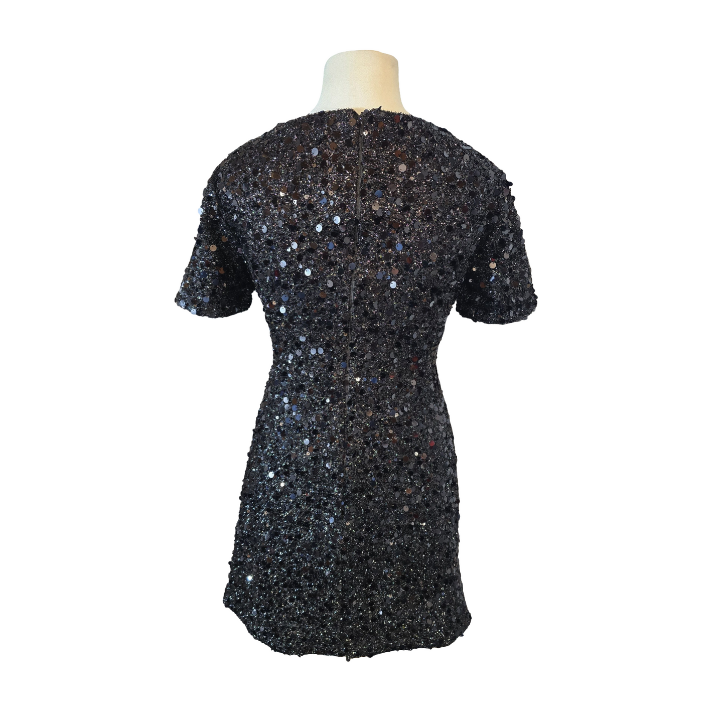 Warehouse Black Sequin Mini Dress – Size 10