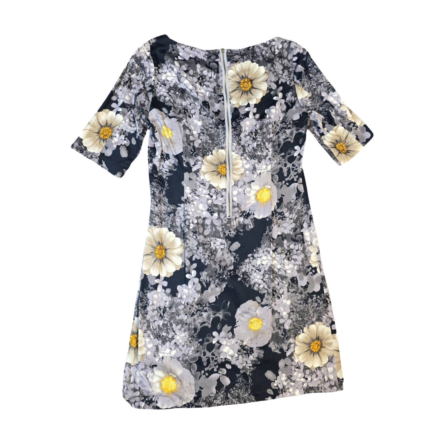 bcbgmaxazria Dress Navy Grey & Yellow Size M UK size 10 Floral Causal