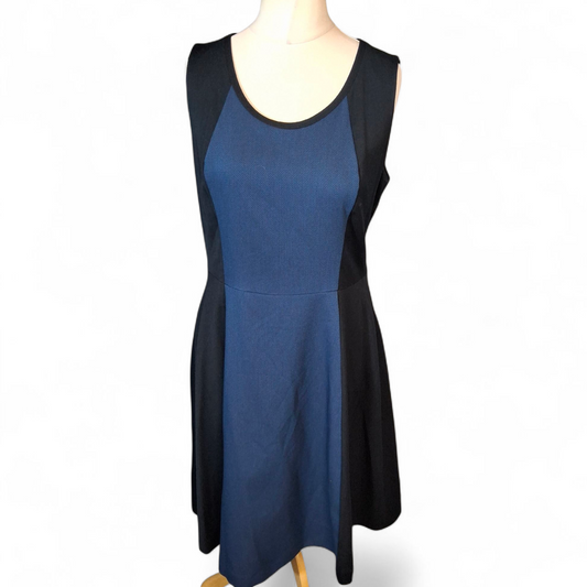 Next Blue & Black Sleeveless Flared Midi Dress – Size 14 Reg – NWT