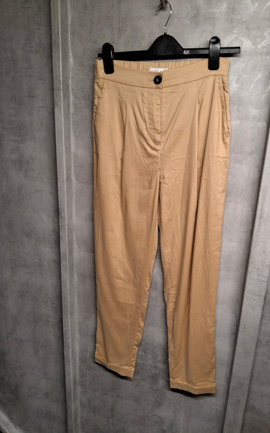 Vila Neutral Tapered Lyocell Trousers | Size 8
