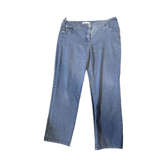 Country Rose Blue Straight Leg Jeans – High Waist – Size 16