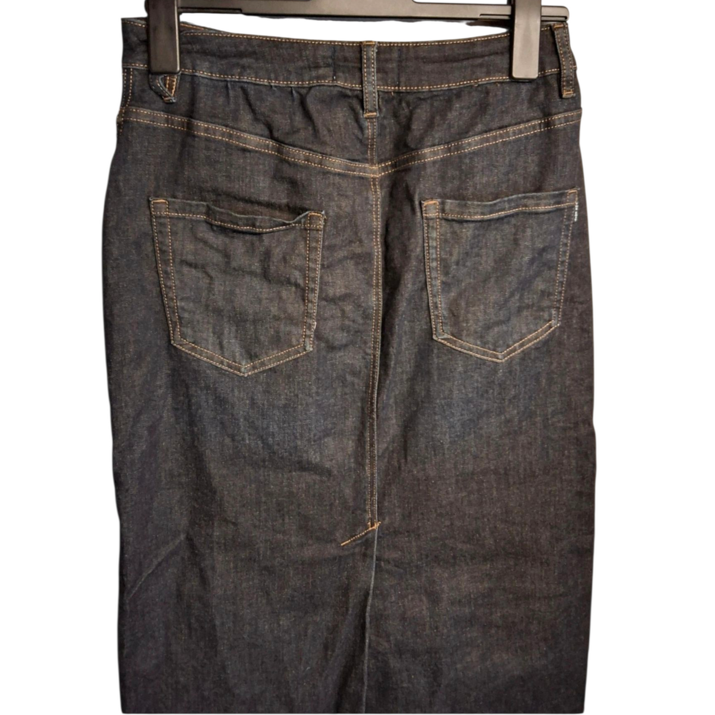 Primark The Edit Dark Navy Denim Long Skirt – Size 12, Pockets & Back Slit