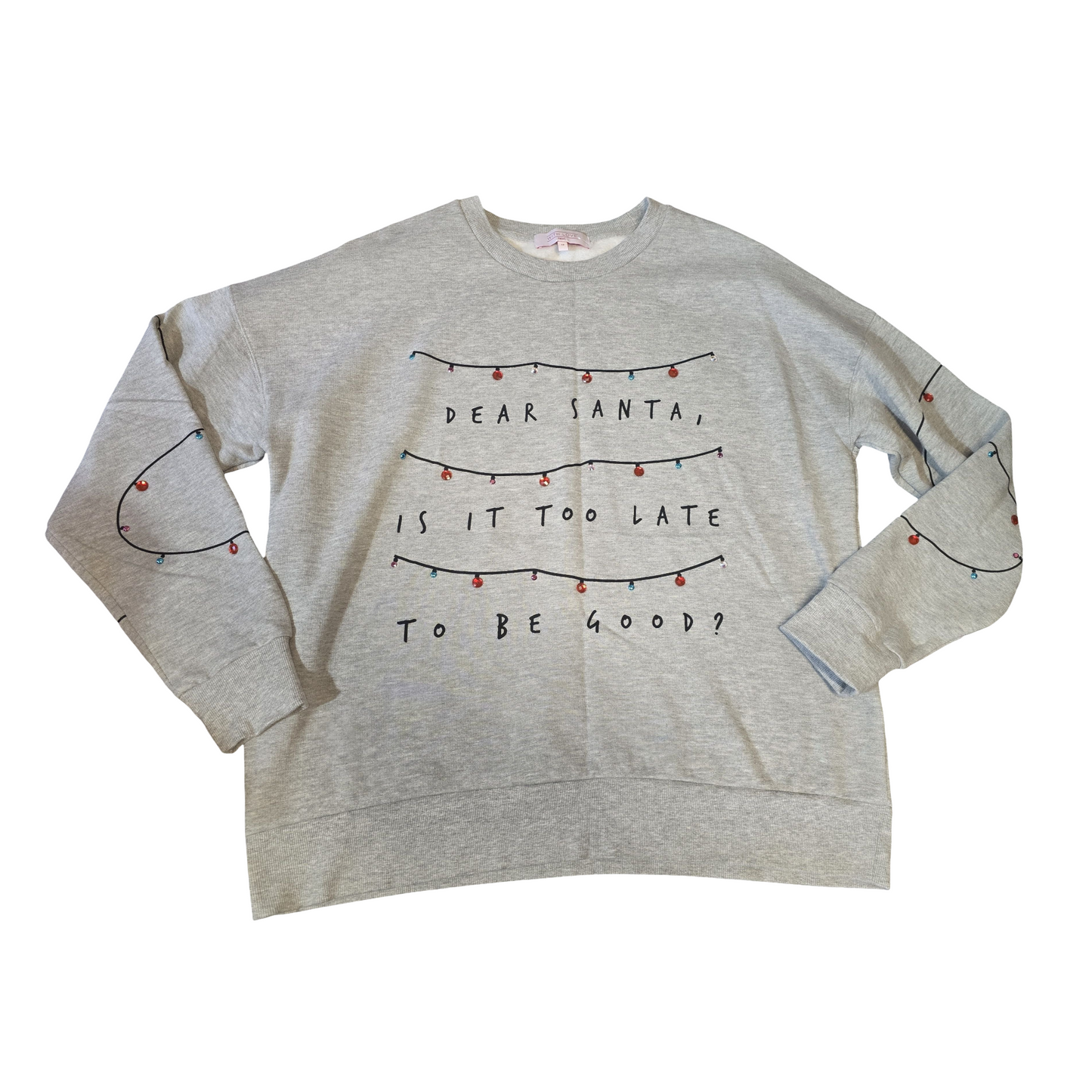 Next Grey “Dear Santa” Xmas Jumper – Size 18 – Festive Gem Detail
