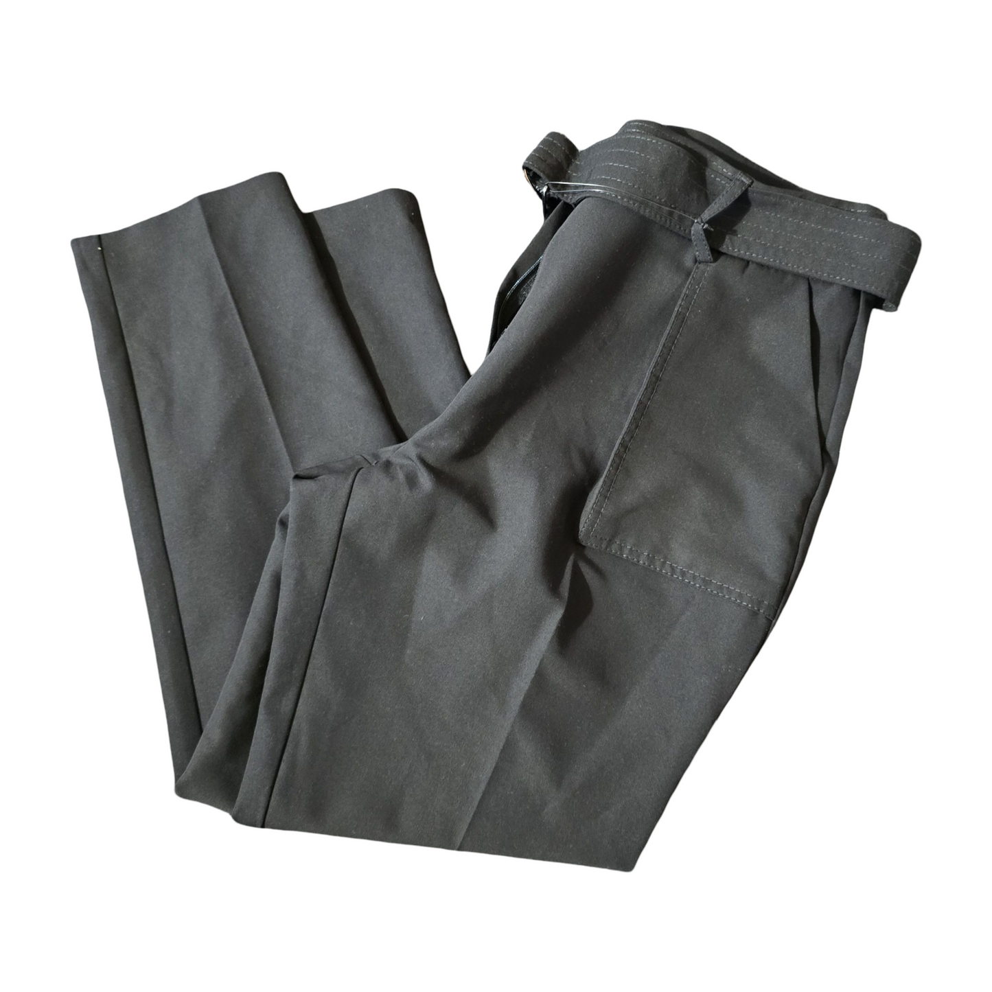 Next Petite Black Slim Leg Trousers with Belt – Size 12