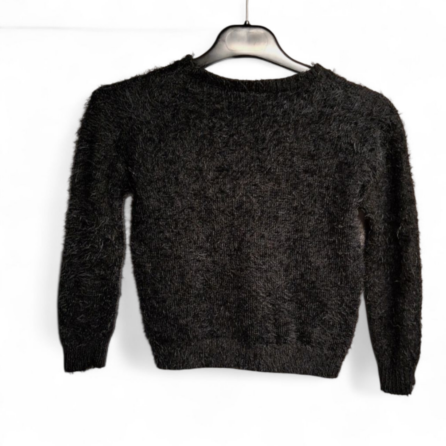 Matalan Girls Black Shaggy Jumper – Age 9 Years – Nylon & Acrylic