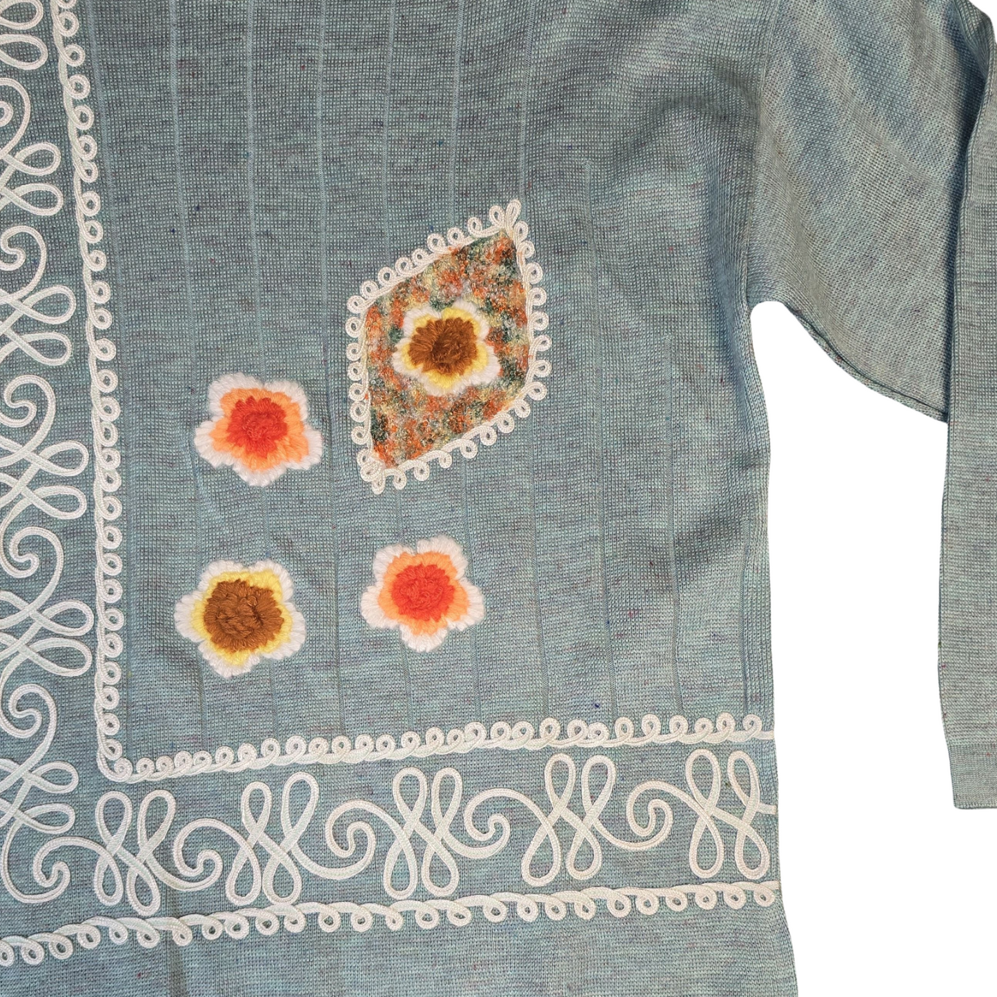 Nermin Jumper Turquoise Knit Shoulder Pads Vintage 80s-90s