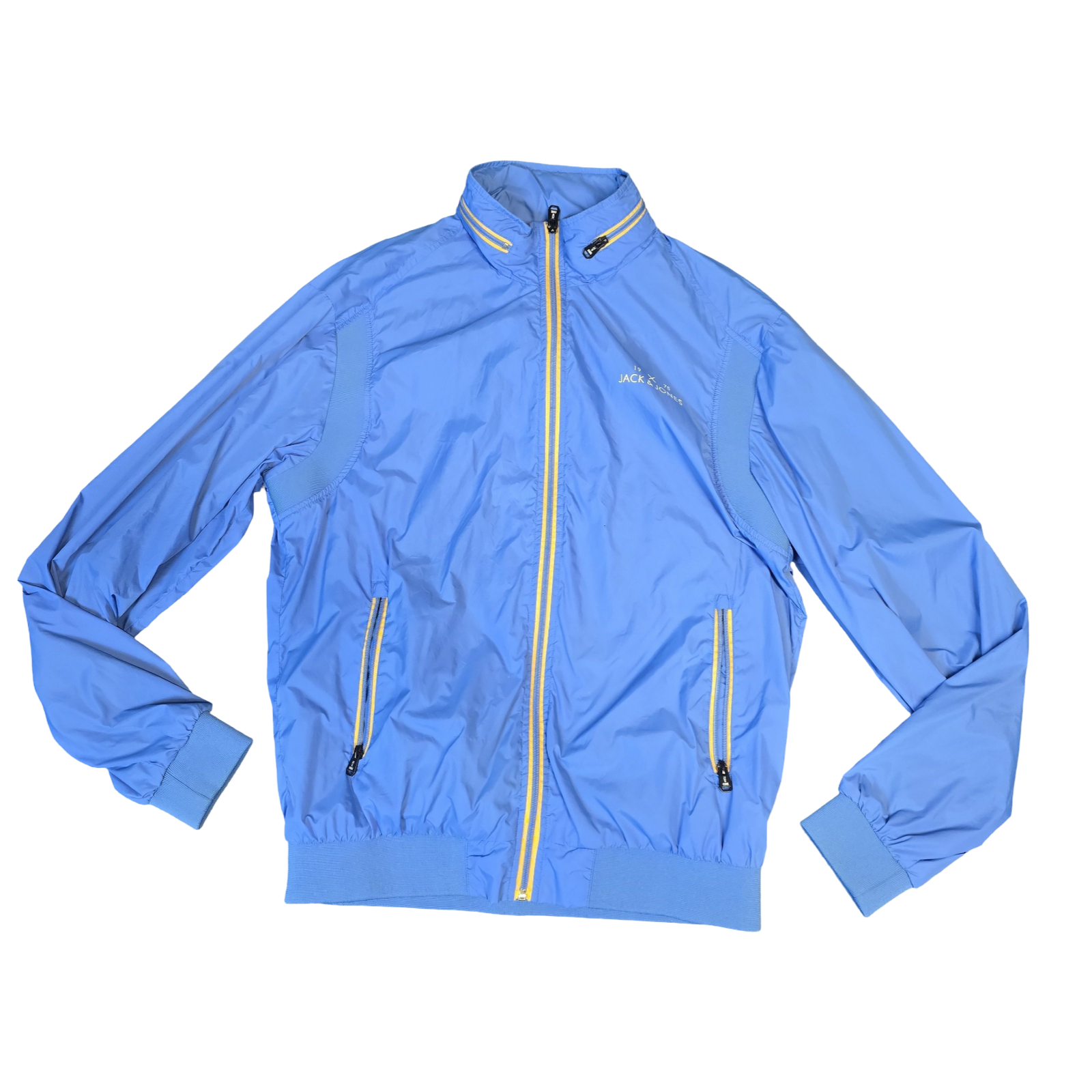Jack & Jones Jacket Blue & Yellow Size XL Hood Lightweight 