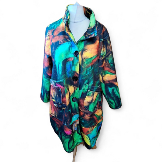 MB Germany Bold Abstract Print Coat – Wool Blend – Size 2