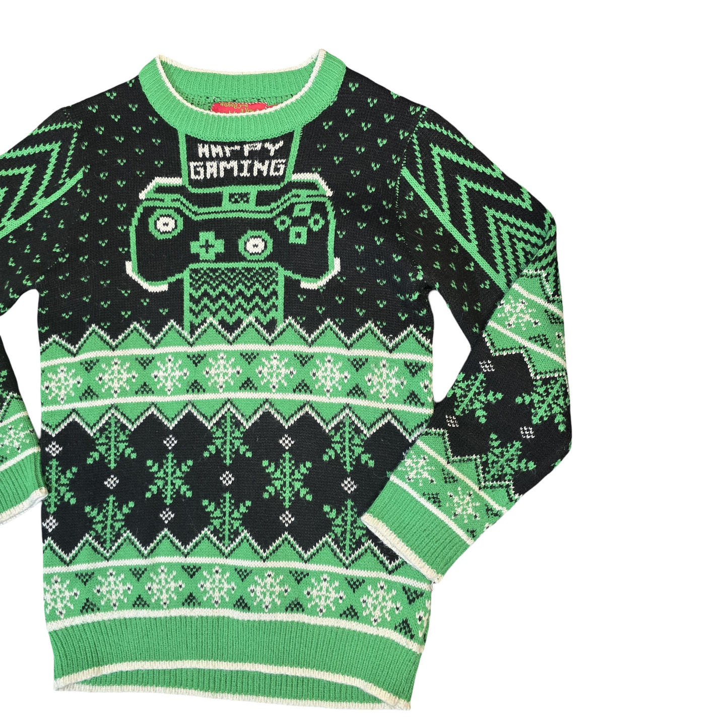 Noroze Green & Black Gaming Christmas Jumper – Boys 9–10yrs
