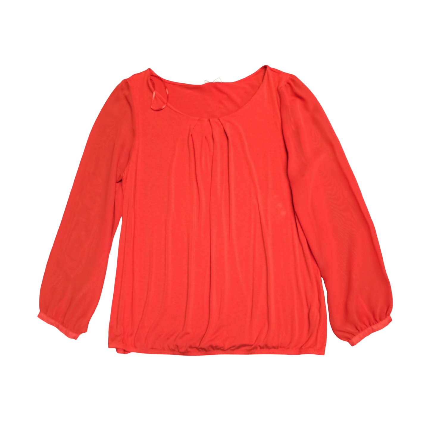 George Red Long Sleeve Top with Sheer Sleeves Size 20