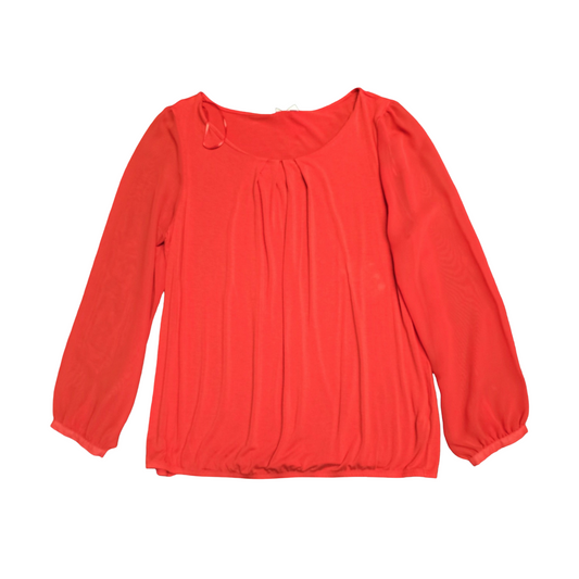 George Red Long Sleeve Top with Sheer Sleeves Size 20