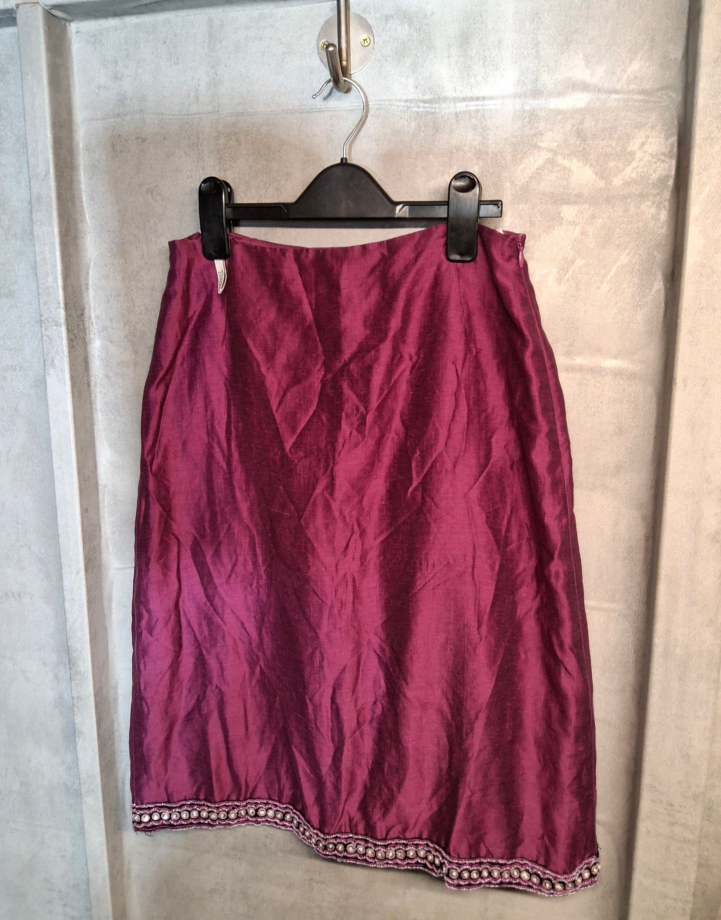 Betty Barclay Deep Purple Vintage Midi Skirt with Beaded Hem – Size 10
