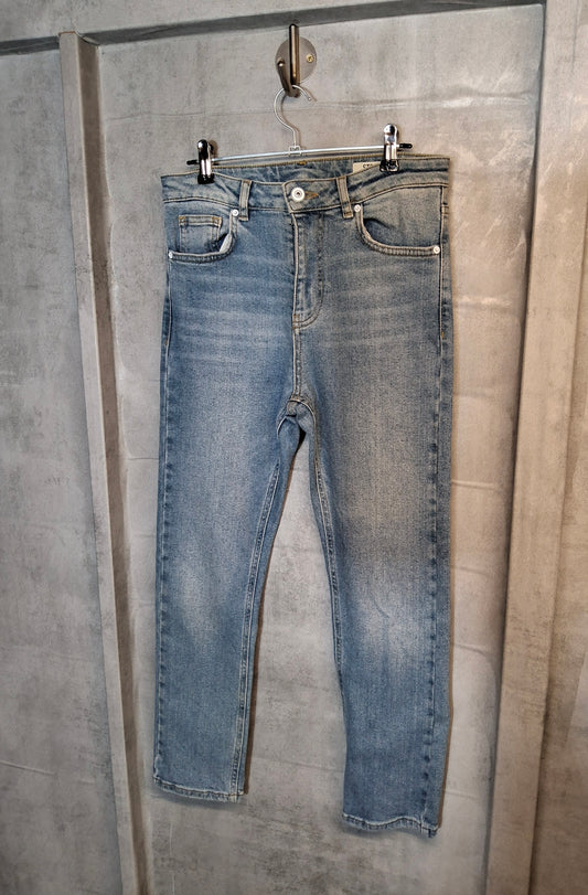 M&S Light Blue High-Waisted Straight Leg Jeans – Size 10 Regular