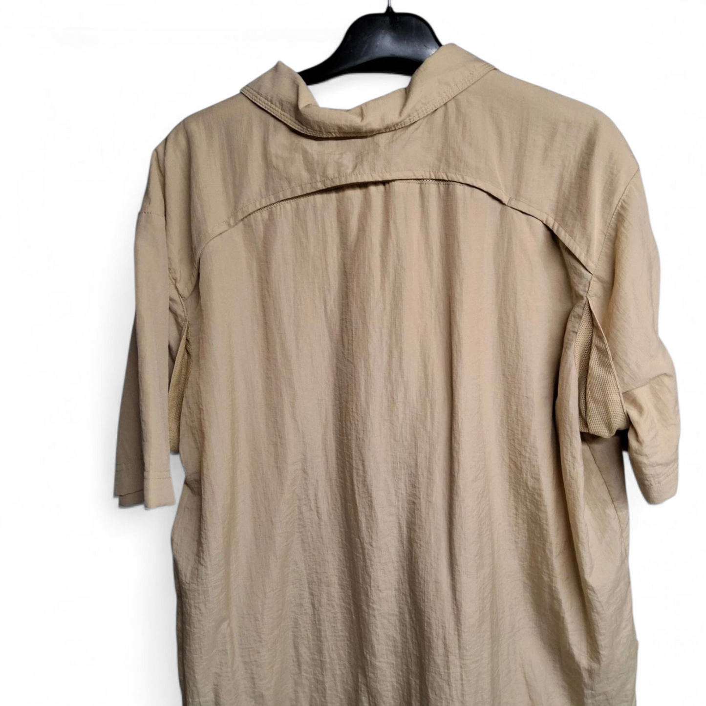 Men's Vintage 90s Y2K Nike Track Jacket – Beige, XL, 1/4 Zip, Short Sleeve, Logo, Retro Streetwear