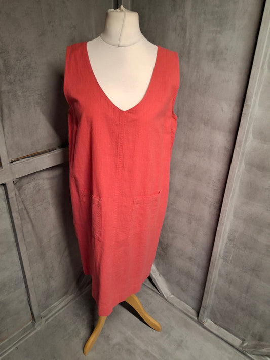 Amara Reya Coral Linen Blend Dress – Size 16 – Pockets, People!

