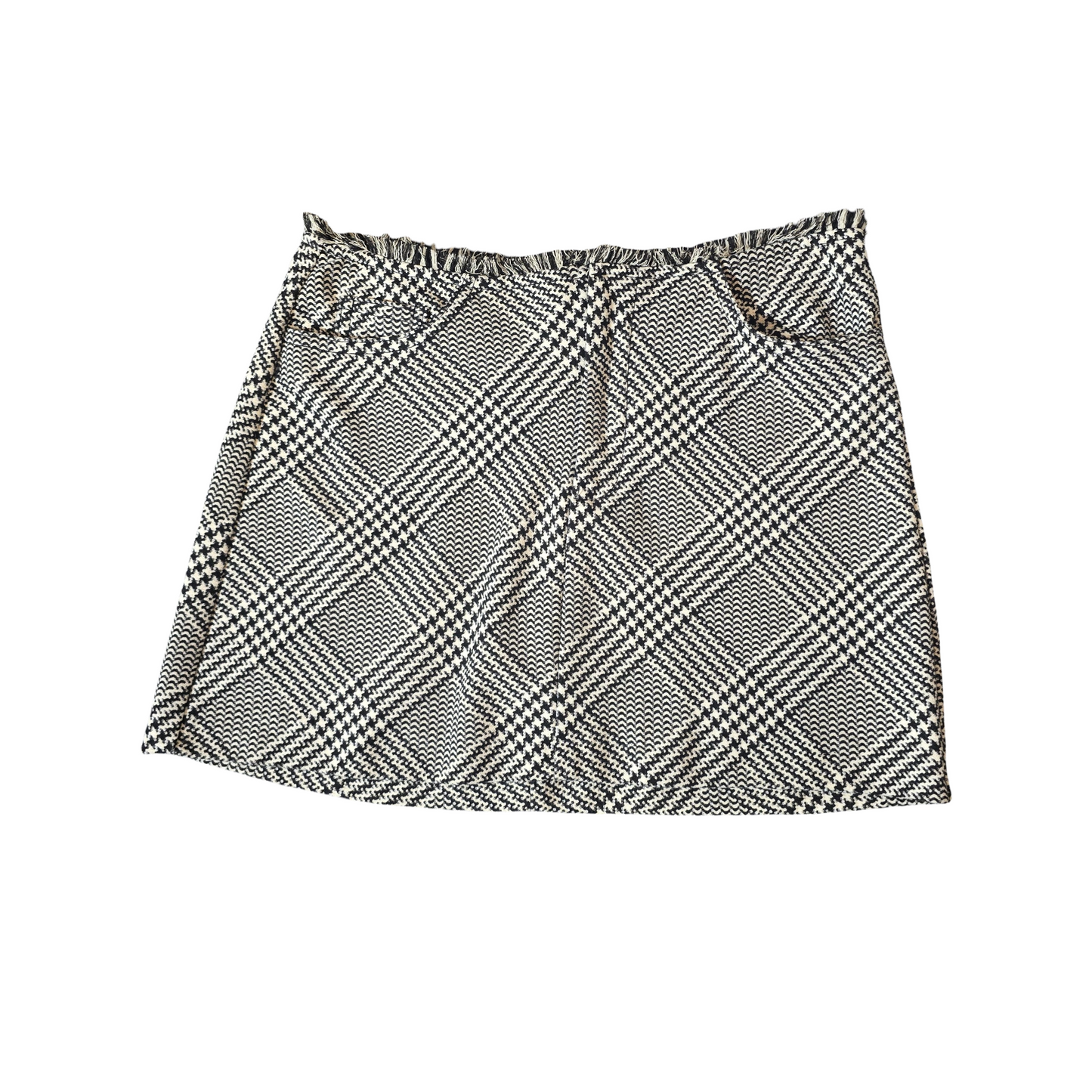 Zara Grey & Black Checked Mini Skirt – Size S (UK size 8) – Classic Smart Casual