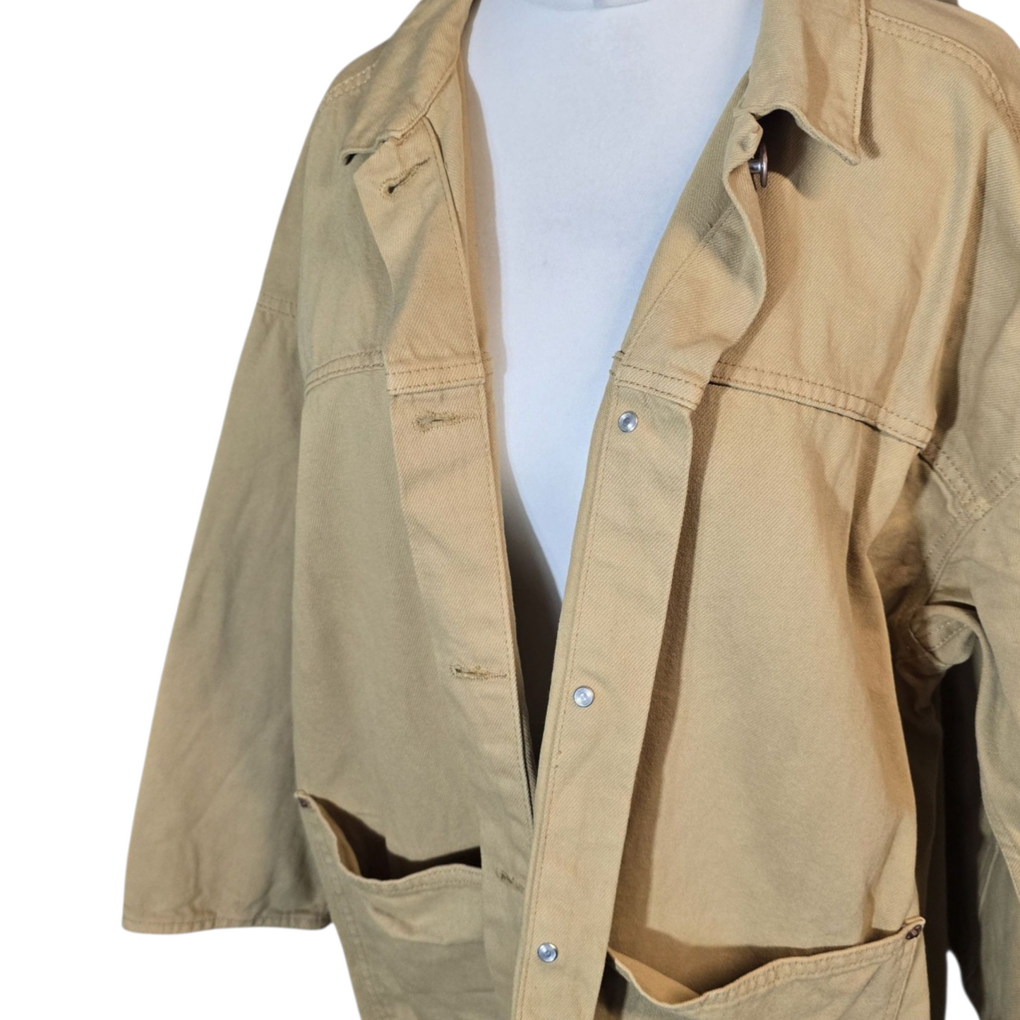 Monki Beige Oversized Cotton Jacket – Size M – Relaxed Fit