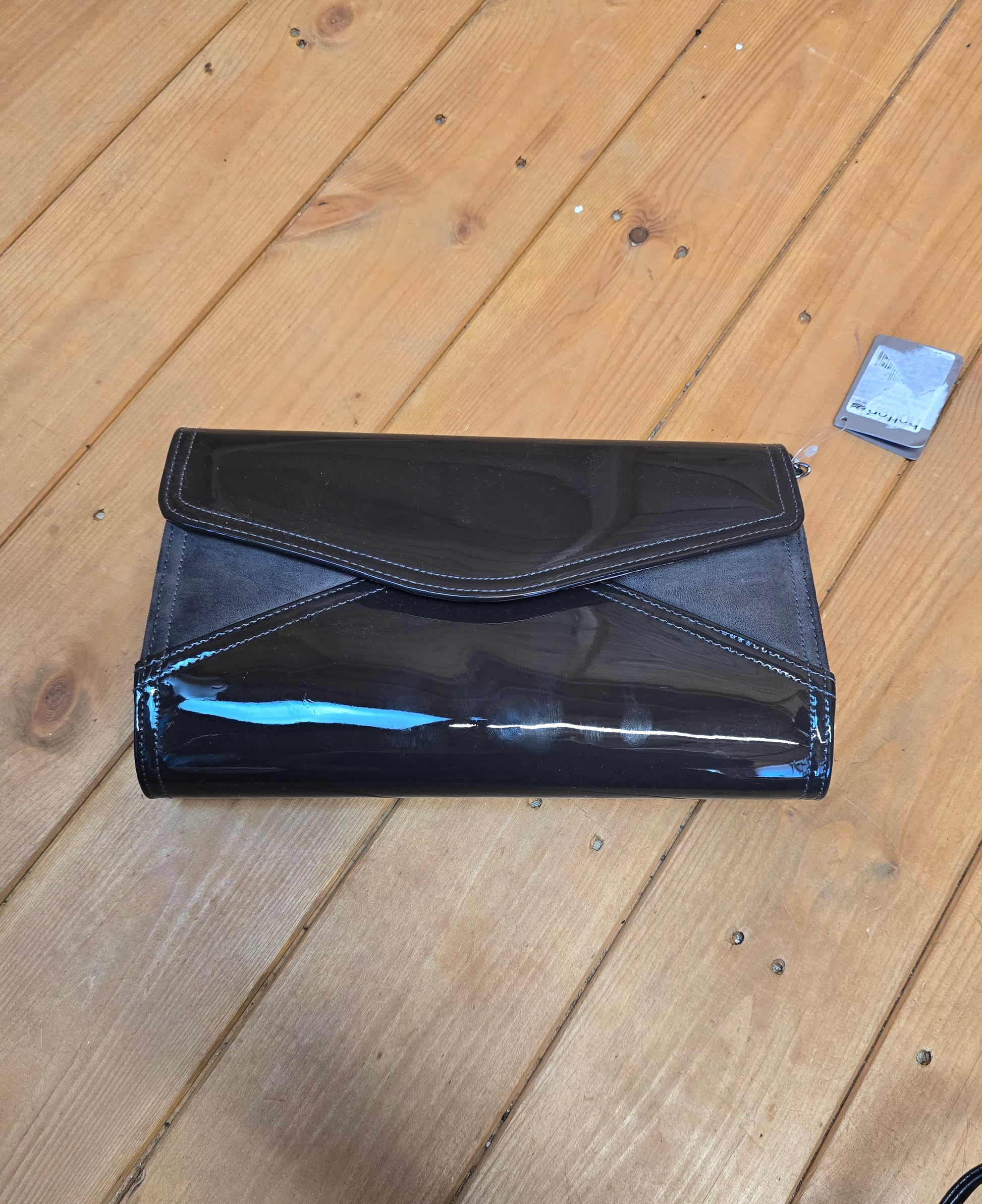 Hotter Black Patent Clutch Bag with Chain Strap – New with Tags