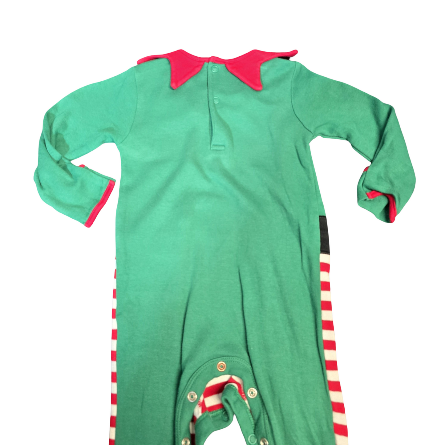 George Elf Christmas Onesie – 6–9 Months – Cute Striped Festive Sleepsuit