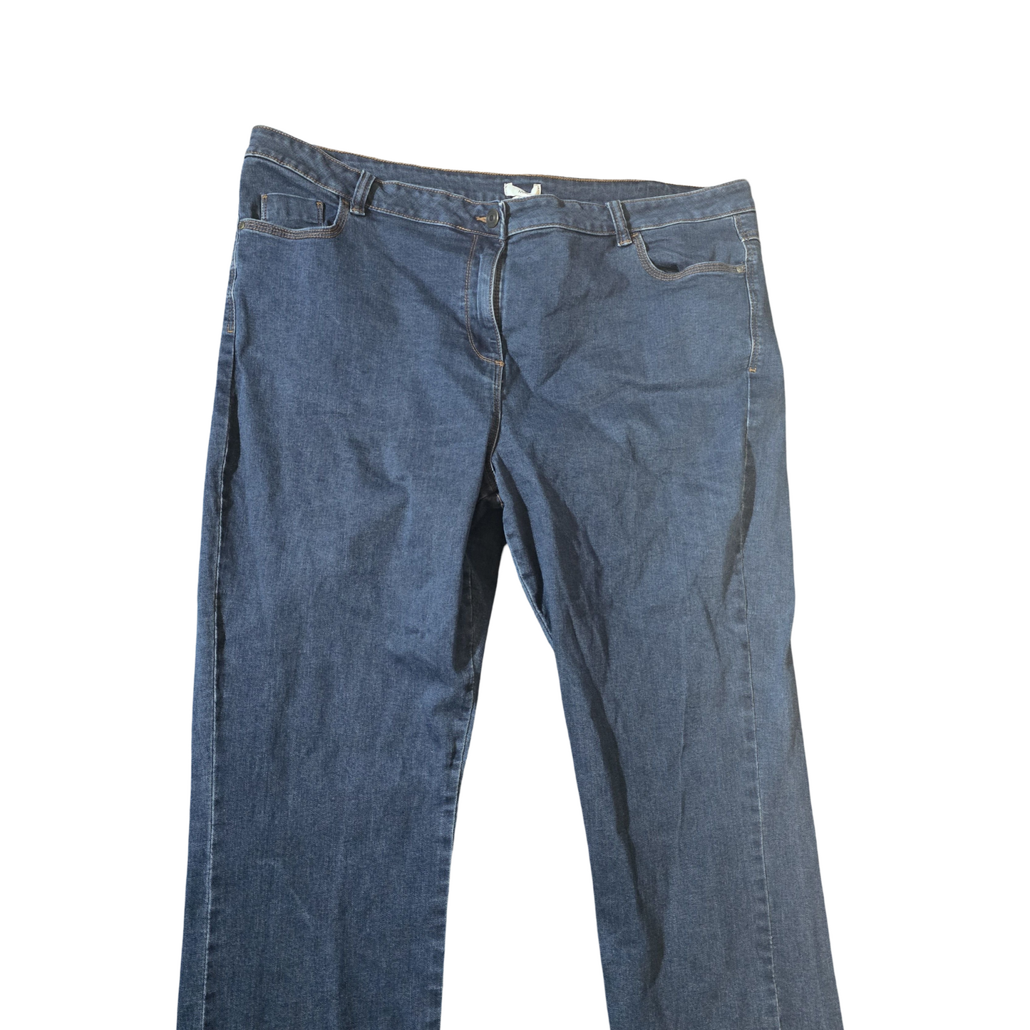 M&Co Blue Straight Leg Jeans – Size 22 Regular – Comfy Cotton Blend Denim