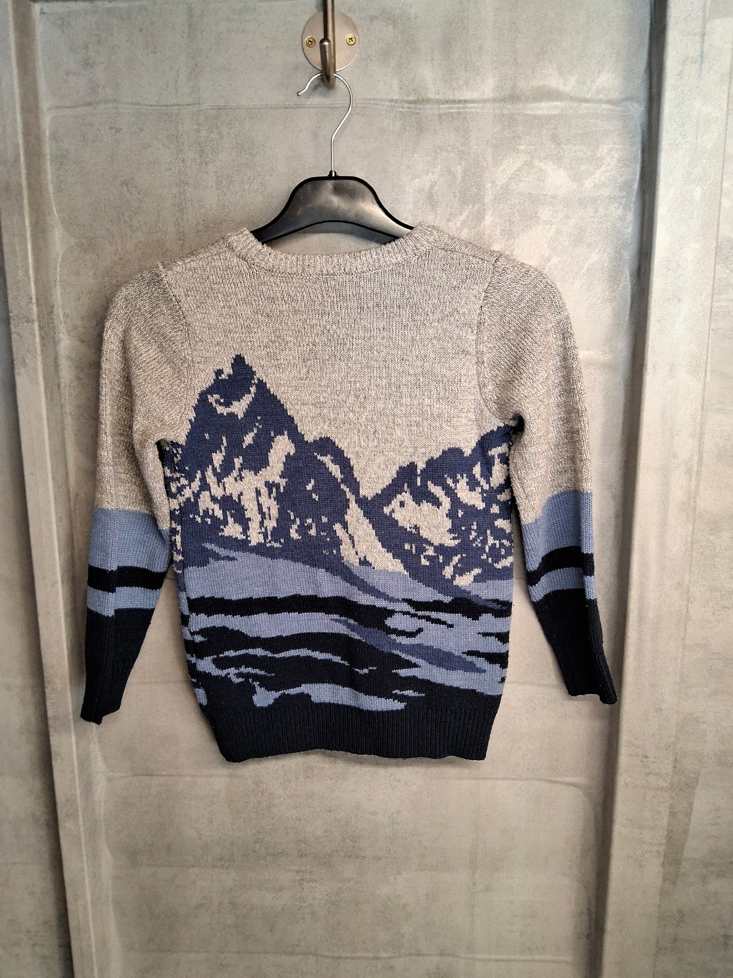 F&F Boys Grey & Blue Knit Jumper – Age 7-8 Years – Polyester Acrylic