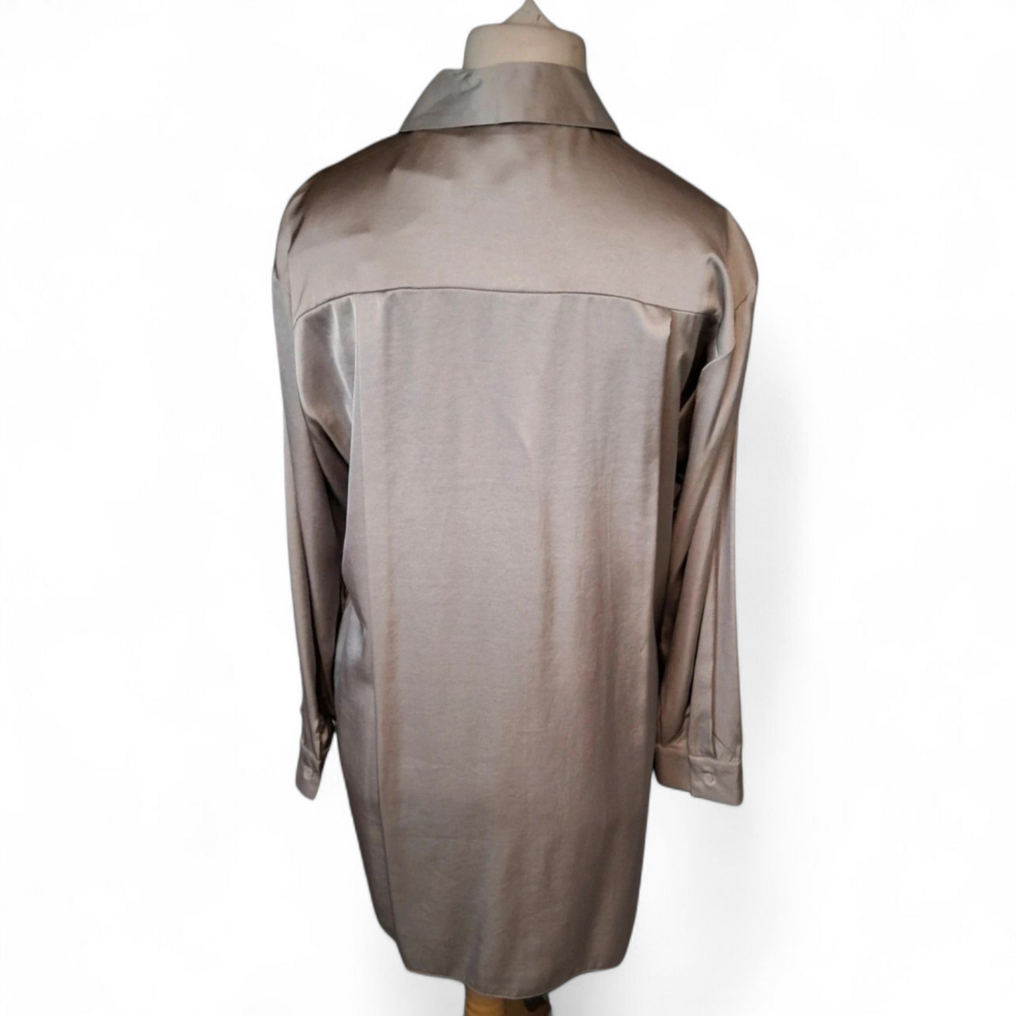 Primark Grey Silky Shirt | Long Sleeve | Size 12 | Smart Casual Workwear | New with Tags