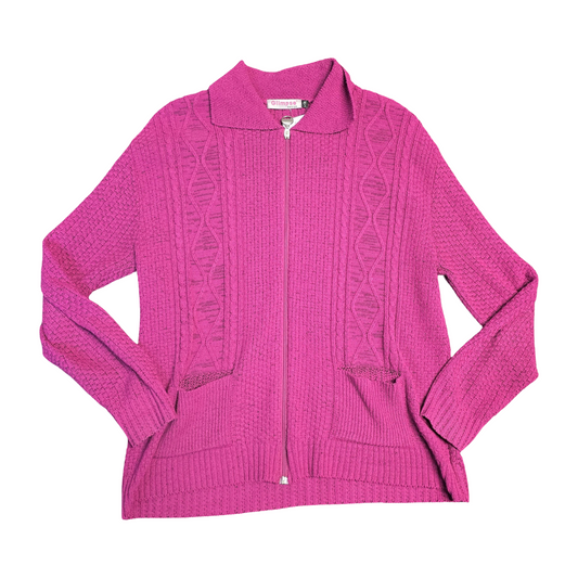 Glimpse Purple Knitted Collared Zip-Up Cardigan  L/XL size 16/18 Causal 