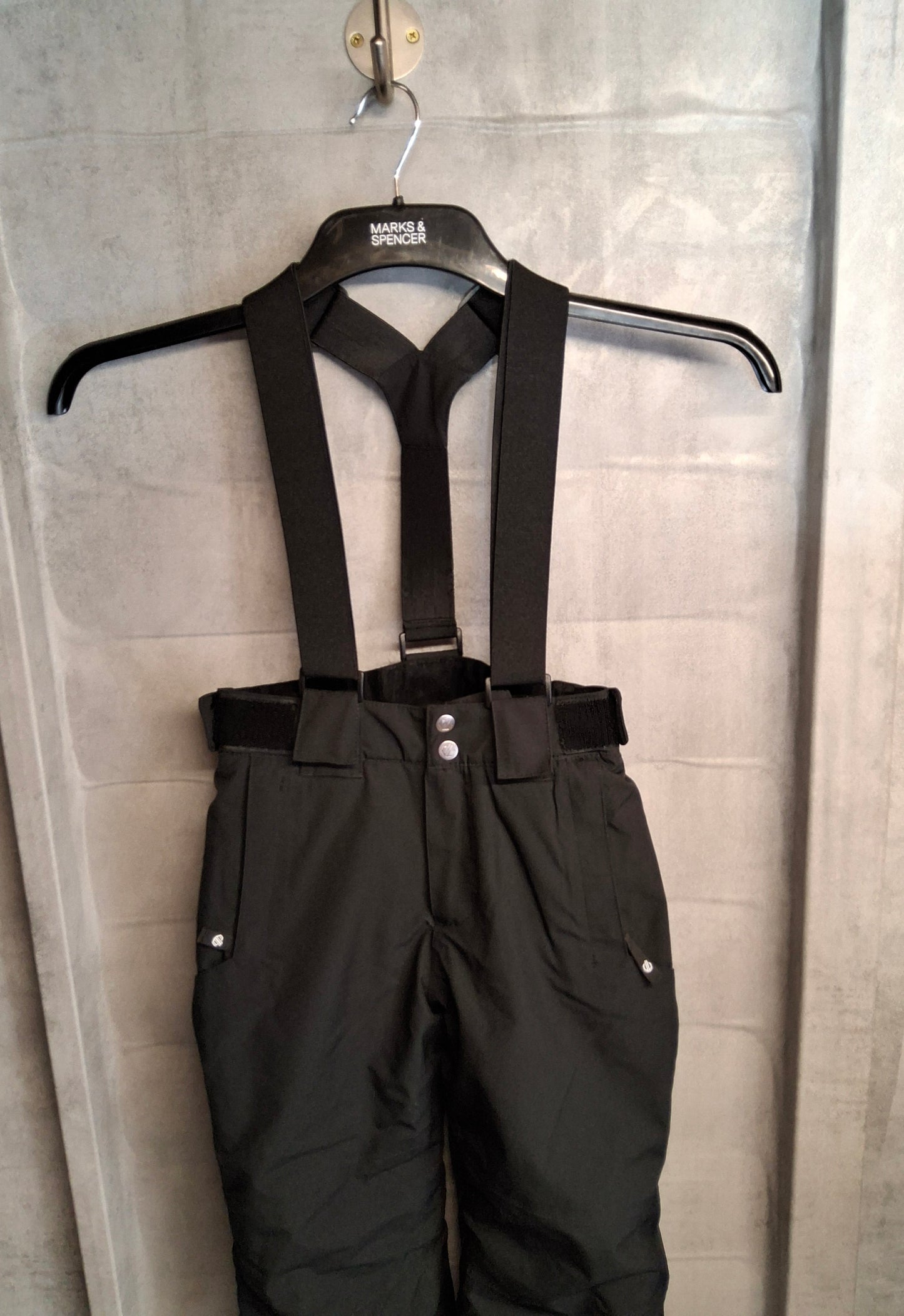Dare2b Kids Black Waterproof Ski Trousers – 7-8 Years – Removable Suspenders –  Boys & Unisex
