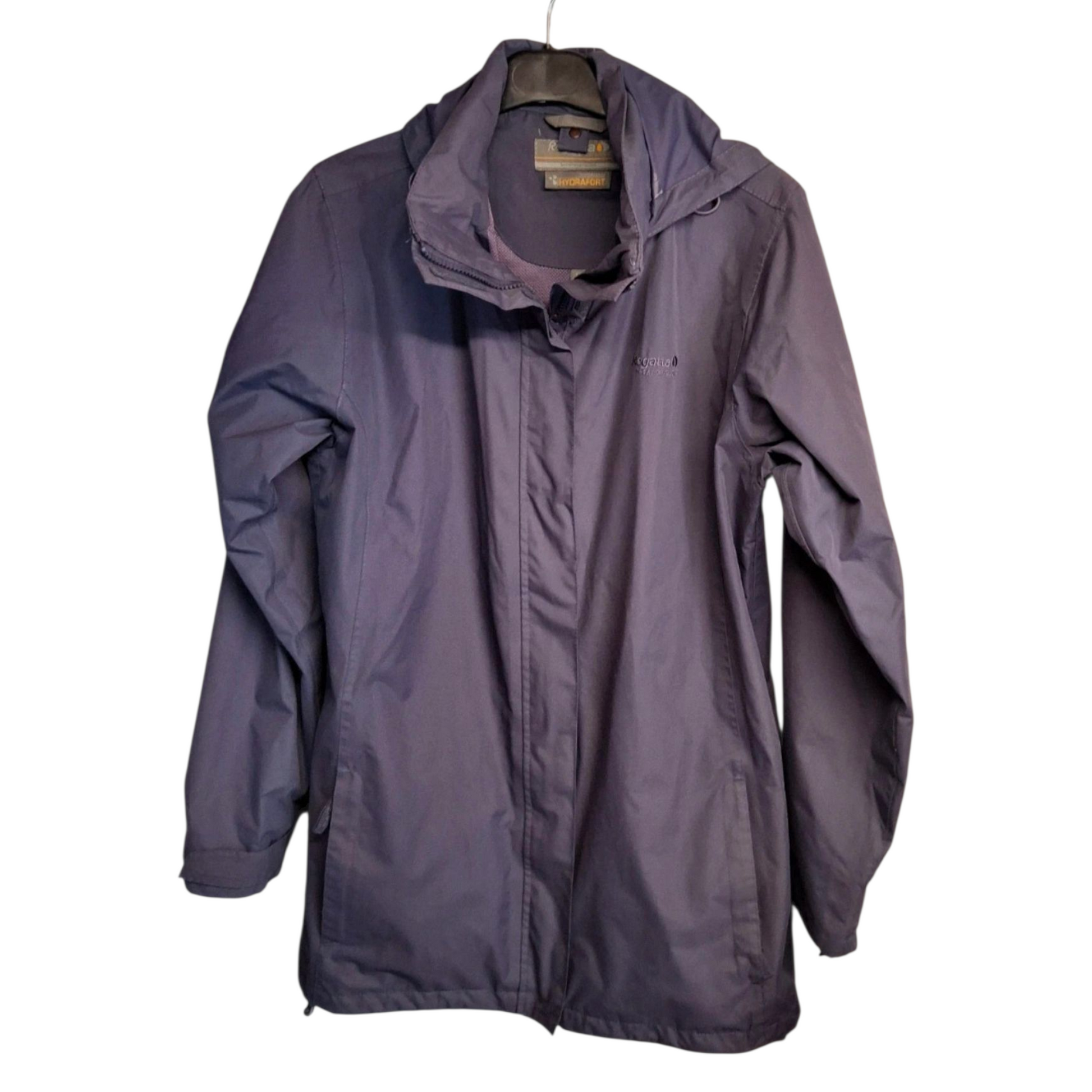 Regatta Purple Hydrafort Waterproof Jacket – Hooded – UK 12/14 – Zip & Velcro