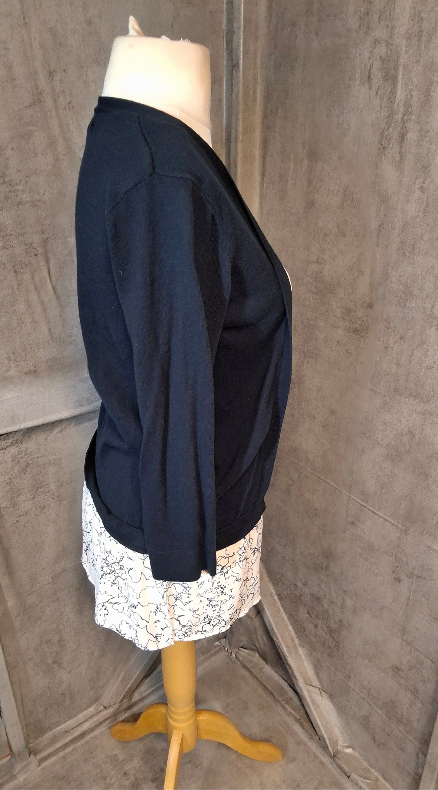 Next Navy & White 2-in-1 Top with Cardigan – Size 10 – Cotton Blend