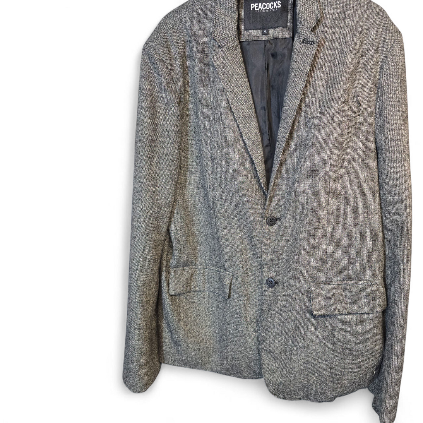 Peacocks Men’s Grey Blazer – Size XL, Wool Blend, 2 Button Close
