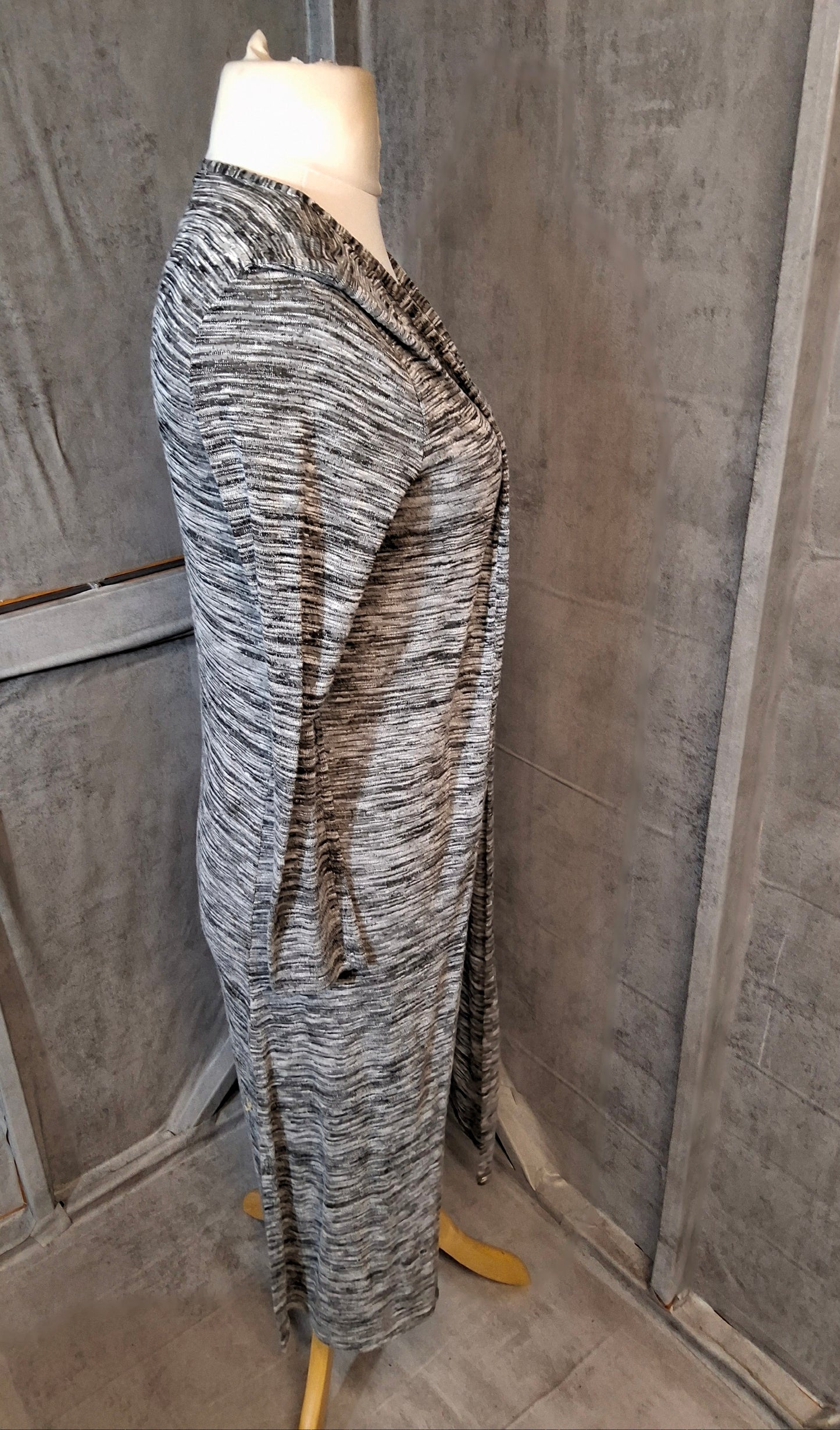 Tu Grey Marl Midi Cardigan – Open Front, Long Sleeve, Size 10