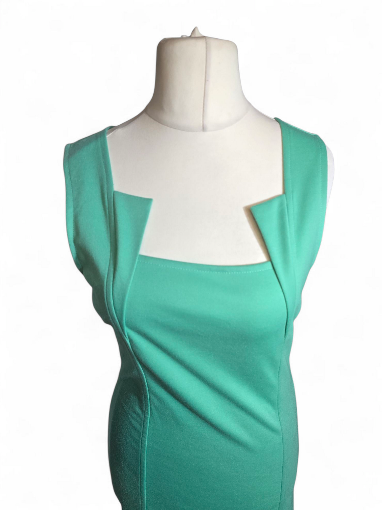 Mandi Bodycon Dress – Square Neckline, Sleeveless, Knee Length, 100% Polyester, Flattering Fit