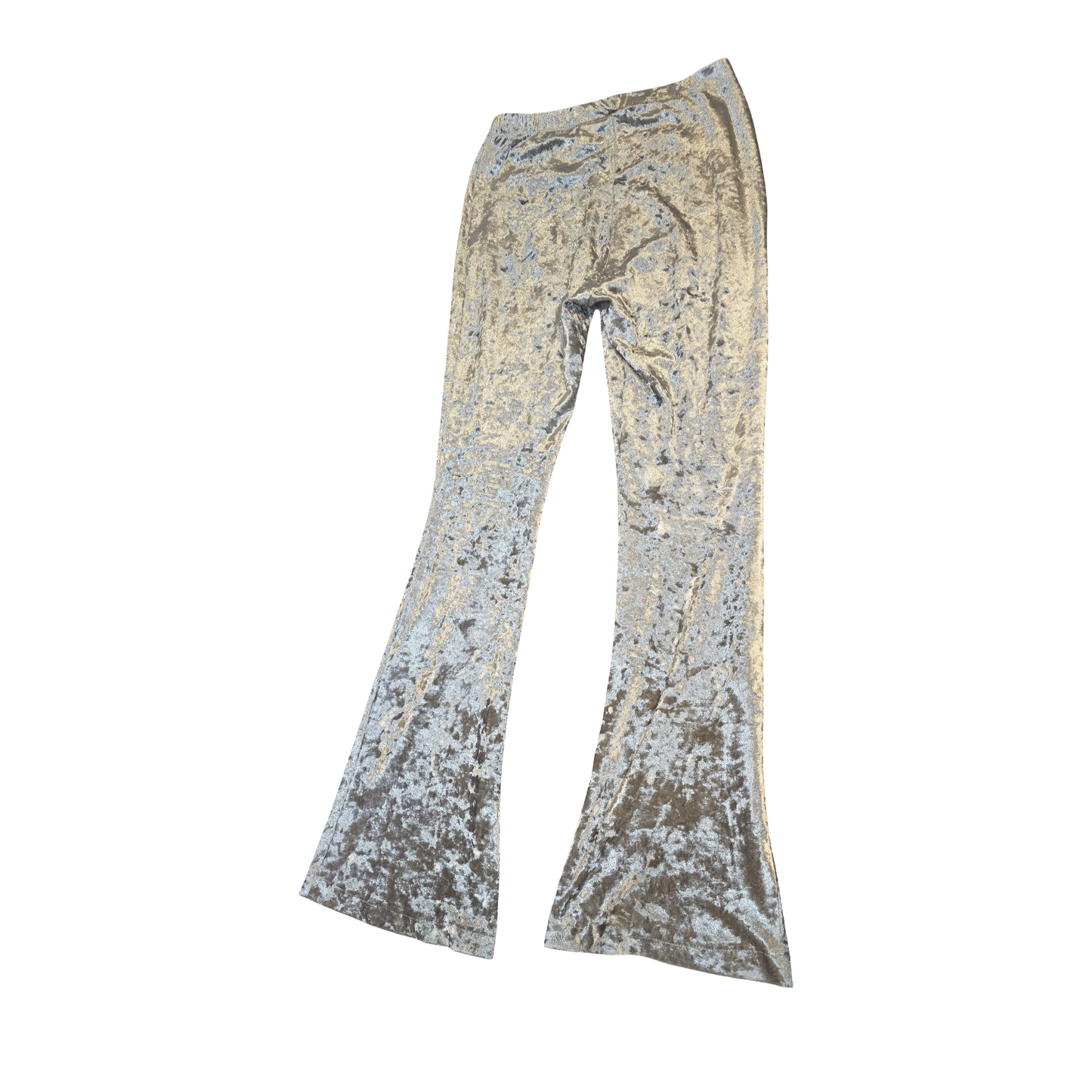 Topshop Silver Velvet Flared Leggings – High Waisted – Size 8
