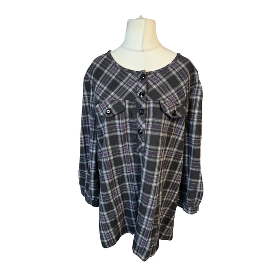 FD Joseph Black/Grey/Purple Check Blouse – Long Sleeve – Free Size