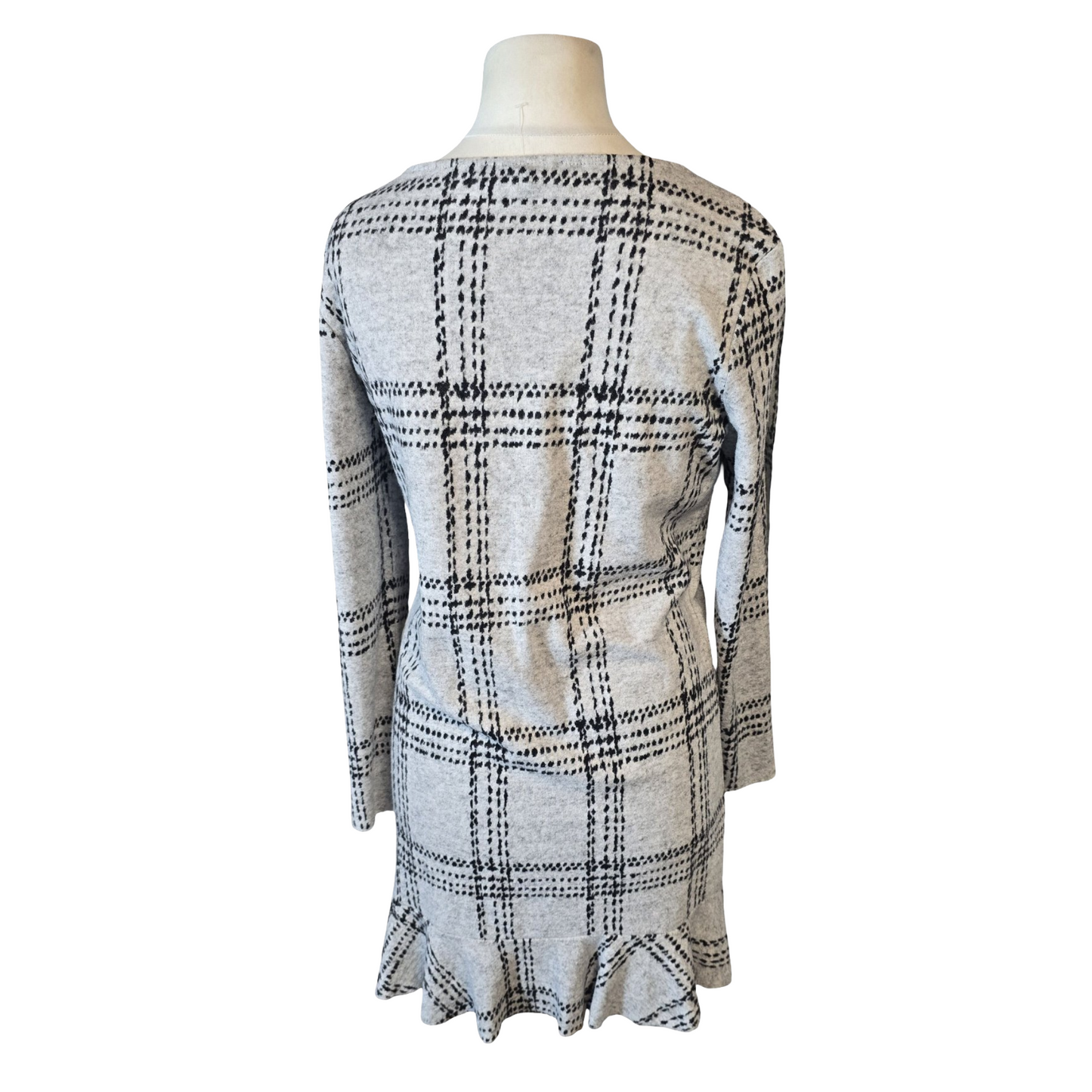 Next Soft Fleece Knit Checked Dress – Long Sleeve – Size 12