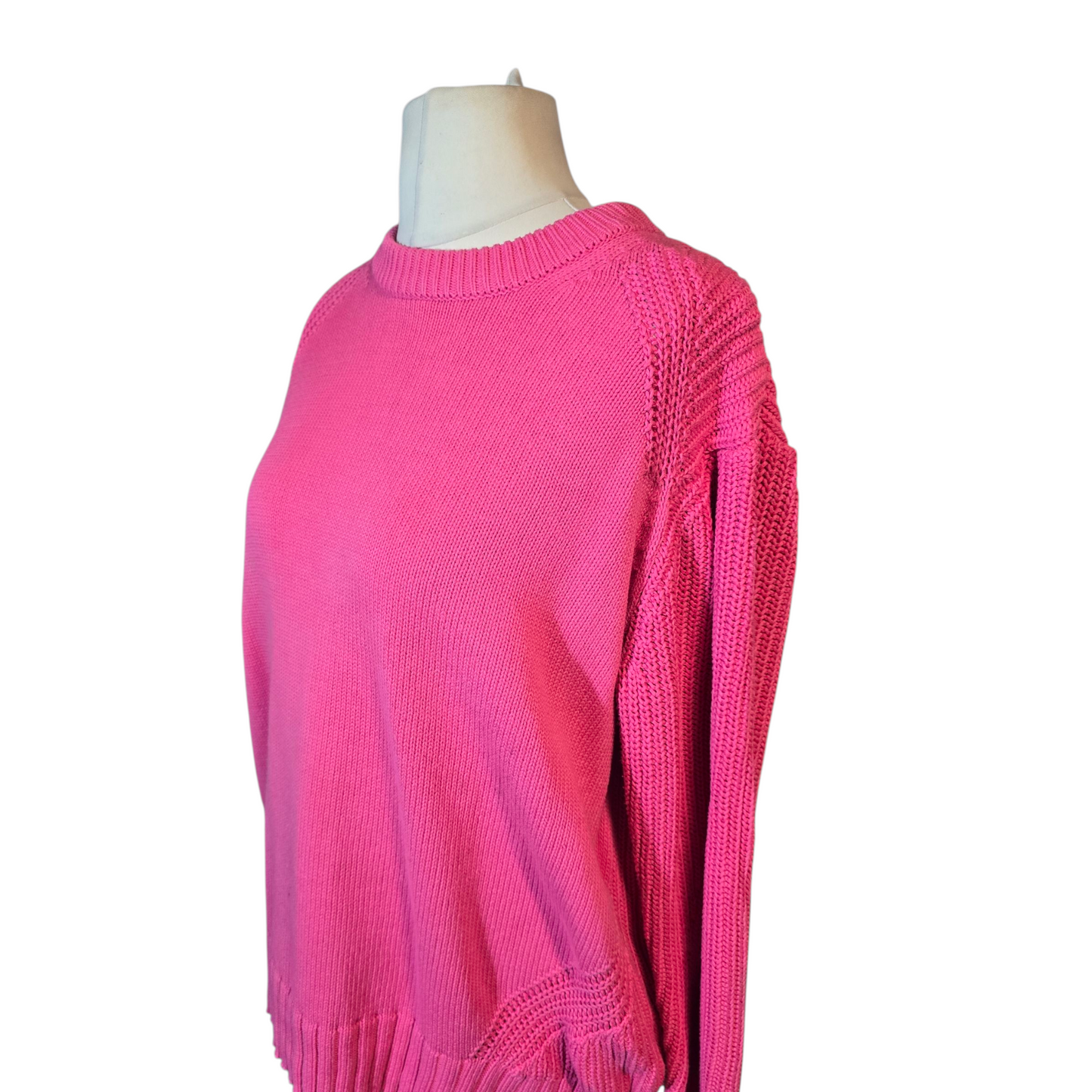 Marks & Spencer Bright Pink 100% Cotton Knit Jumper – Size L (UK size 14/16)