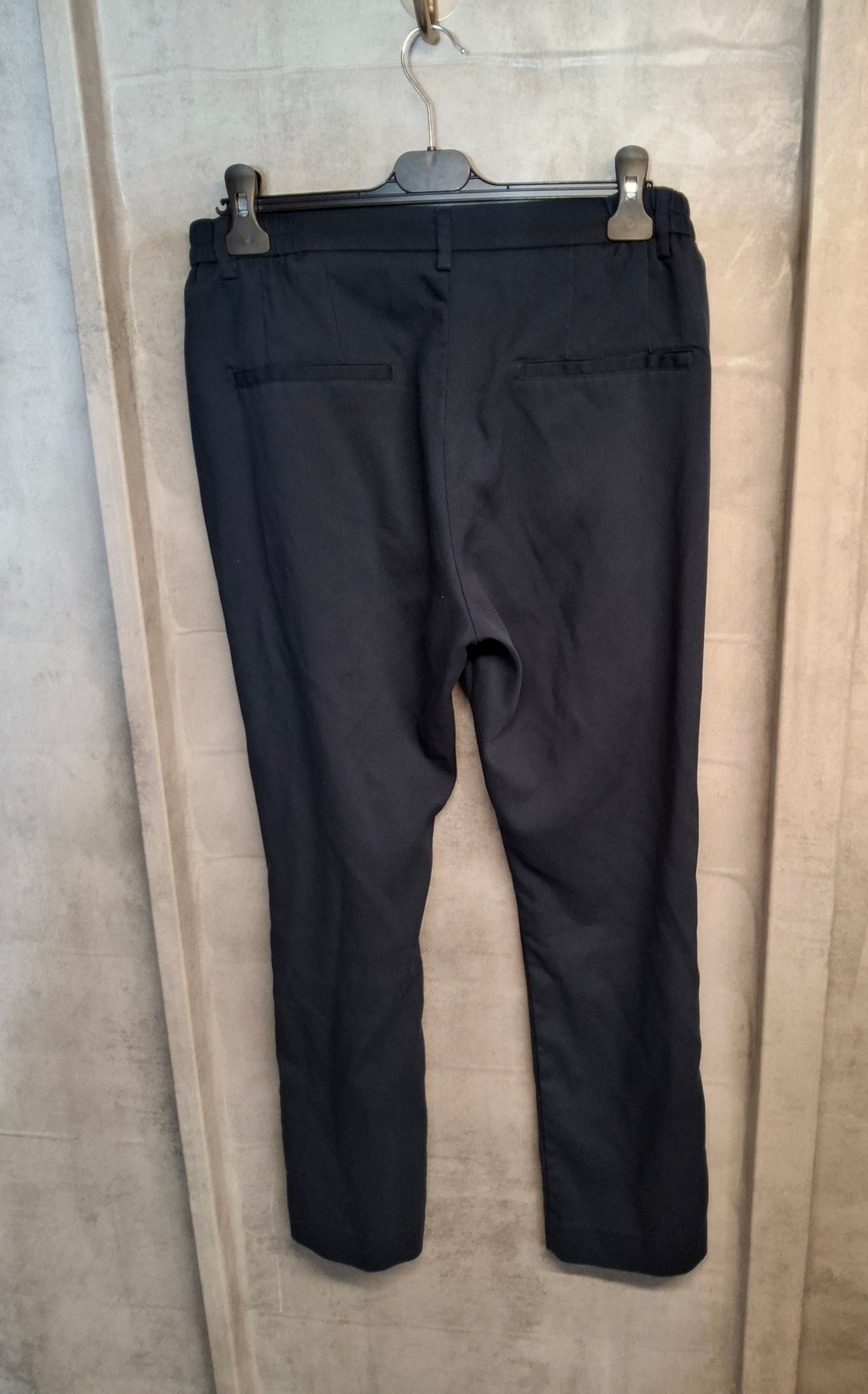 Cotton Traders Navy Straight Leg Trousers – Size 12 – Elasticated Sides – Polyester Viscose