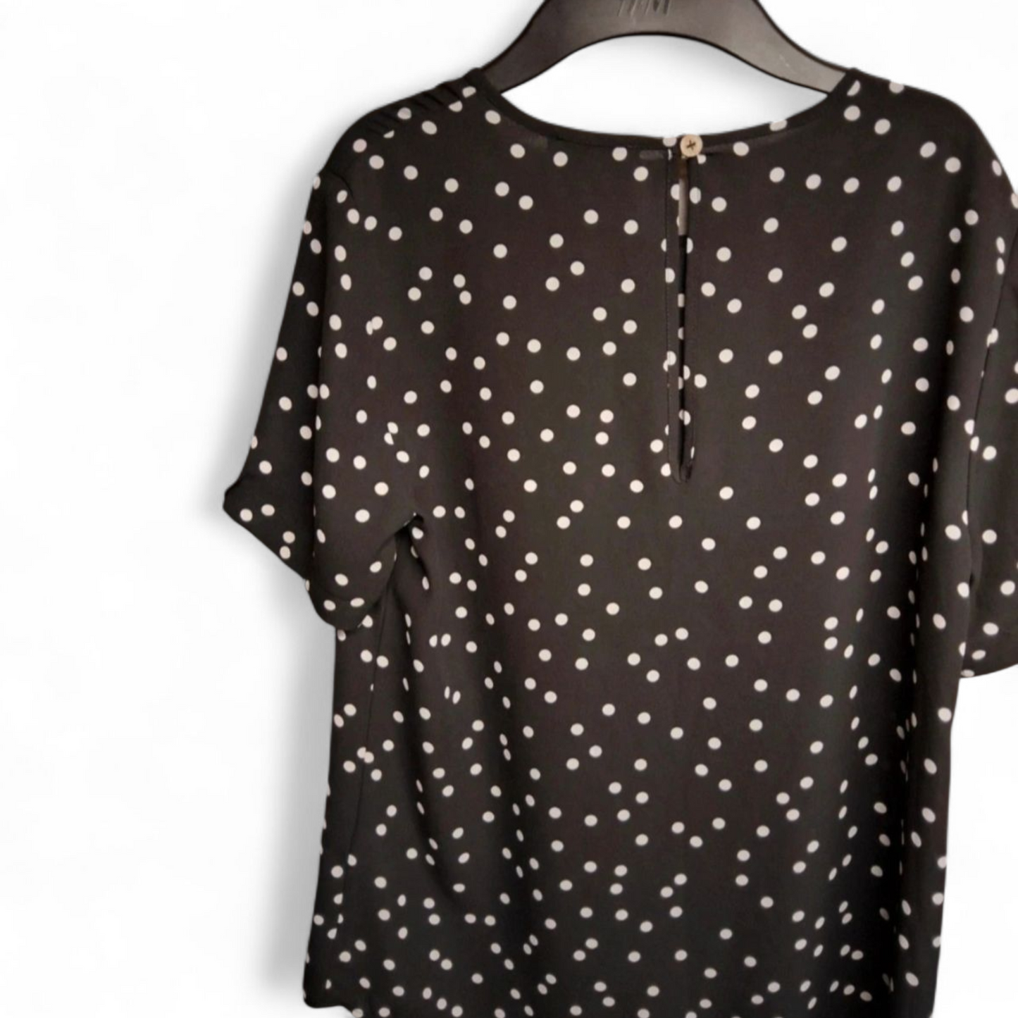 Warehouse Black & White Polka Dot Top – Size 8 – 100% Polyester