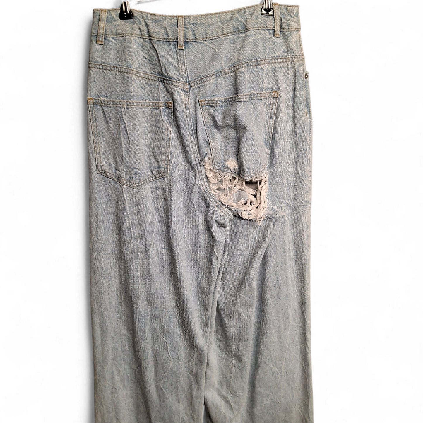 ASOS Light Blue Distressed Wide-Leg Jeans – Size 6/8 – 90s Grunge Cool