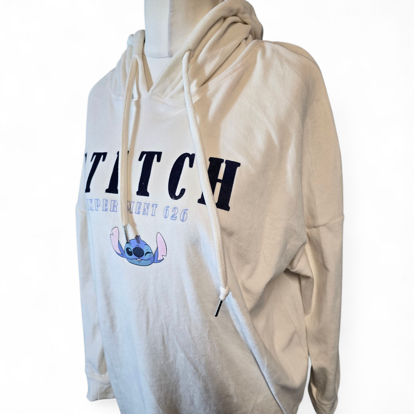 Primark Disney Cream Stitch Fleece Jumper – Oversized Hoodie, Longer Length – Size 10/12