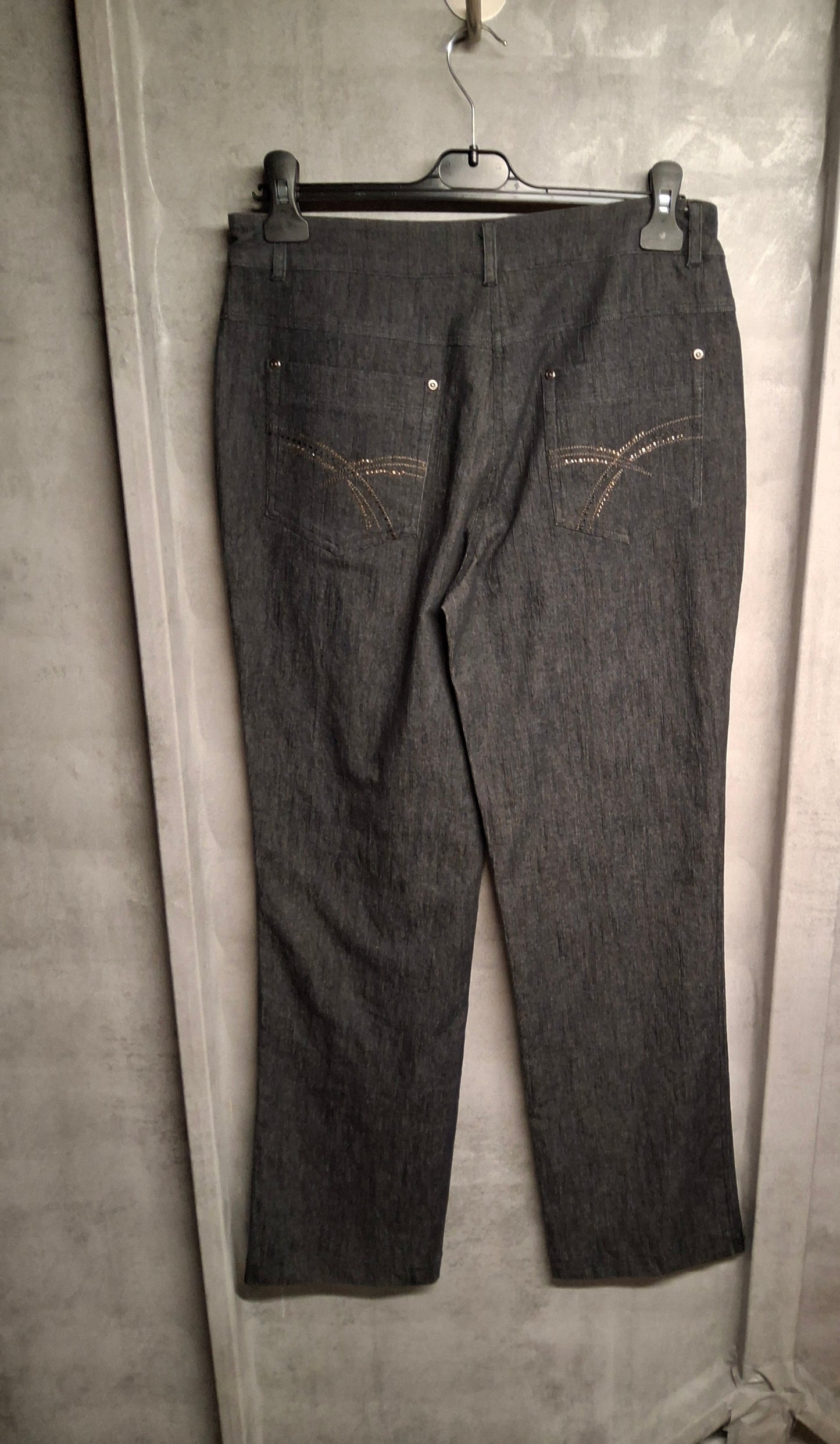 Preview Black Bootcut Jeans – Size 12 – High Waist with Gem Detail