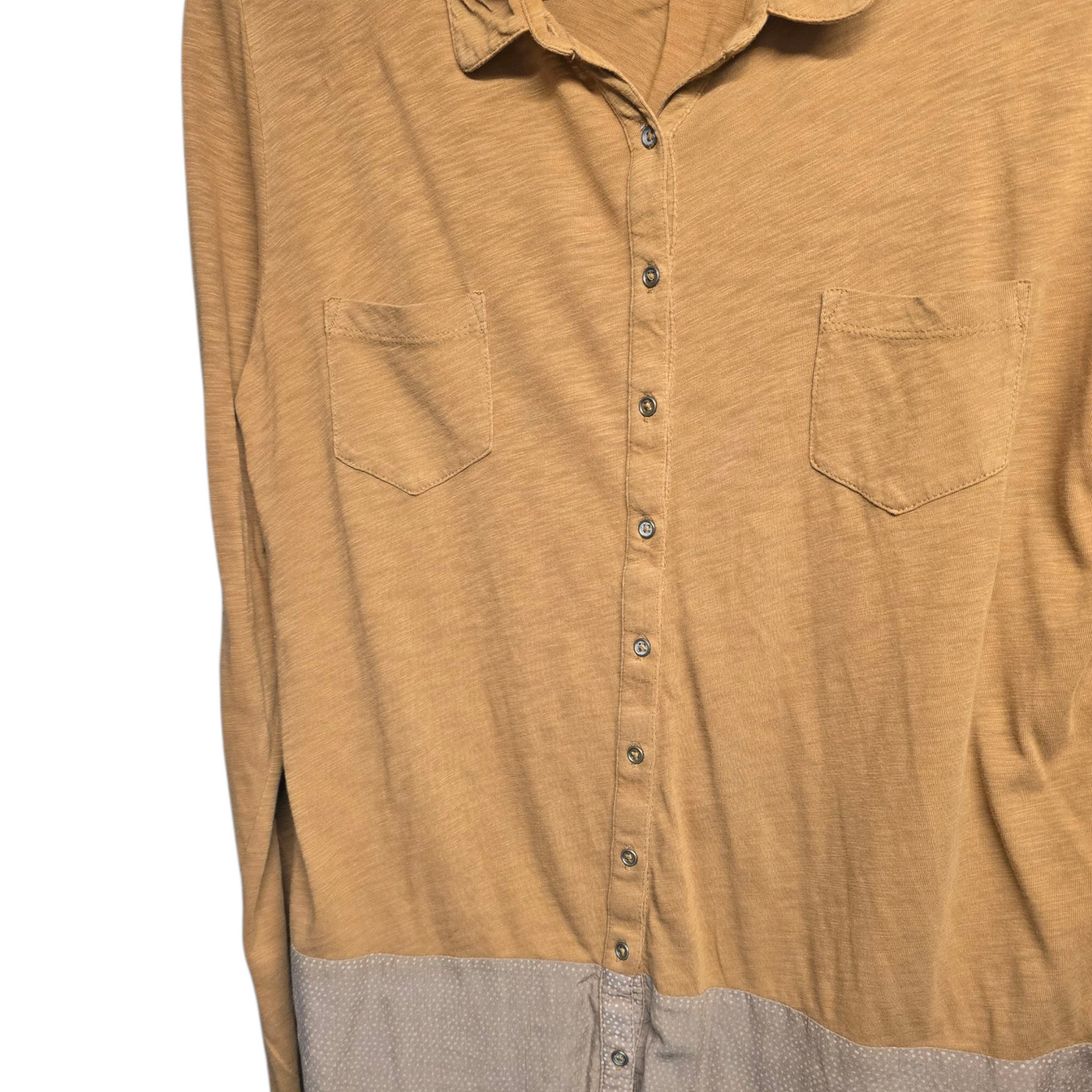 White Stuff Mustard & Beige Relaxed Fit Blouse – Size 12 – 100% Cotton