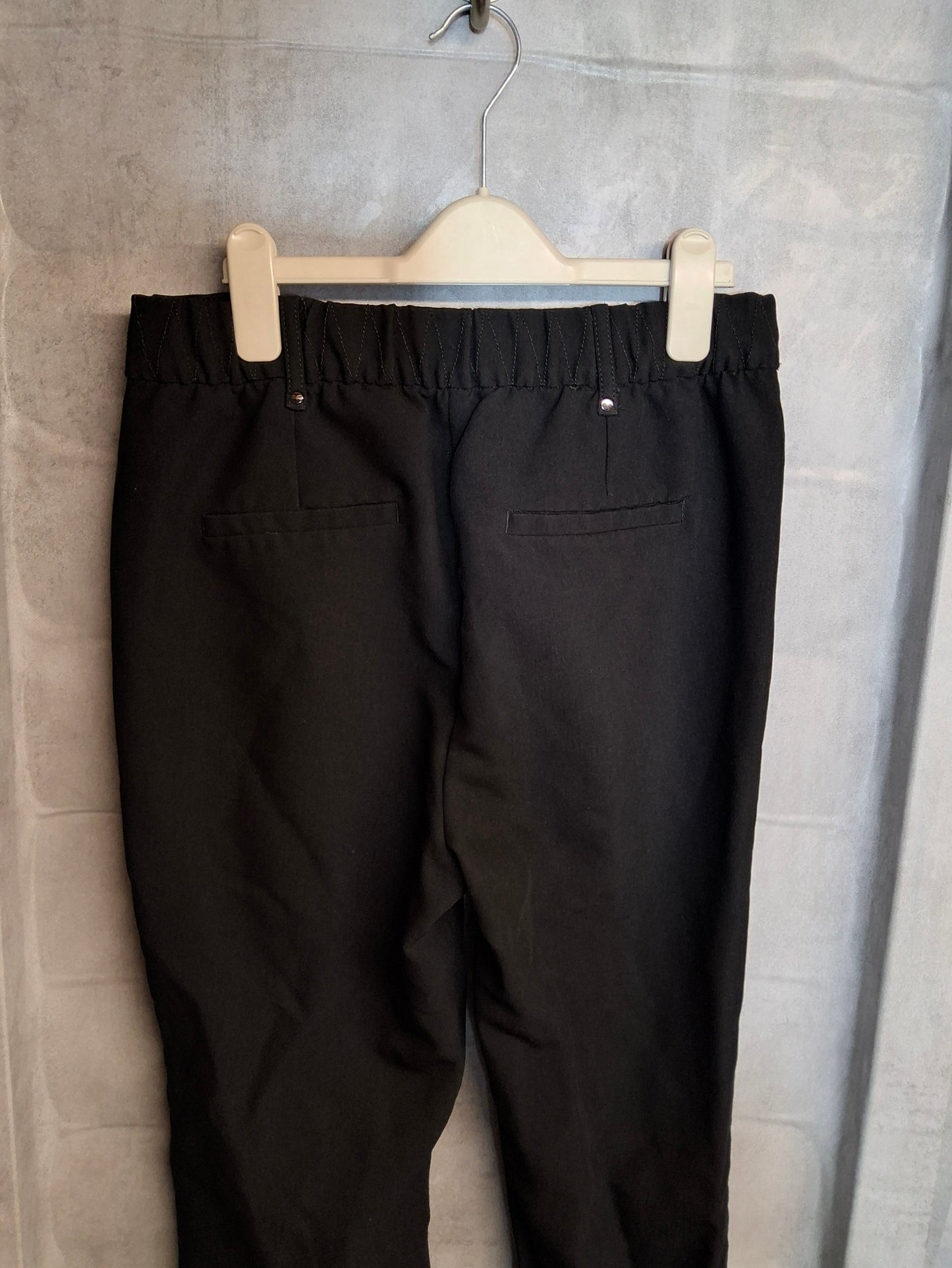 Next Black Tailored Fit Flared Trousers – High Waist, Pockets – Size 10 Reg – Polyester Viscose
