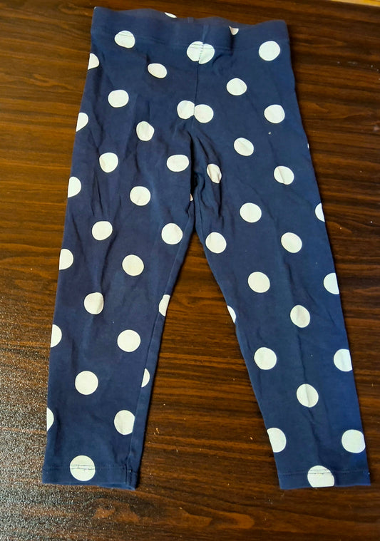 Nutmeg Navy & White Polka Dot Leggings – Girls 2–3 Years – Cotton
