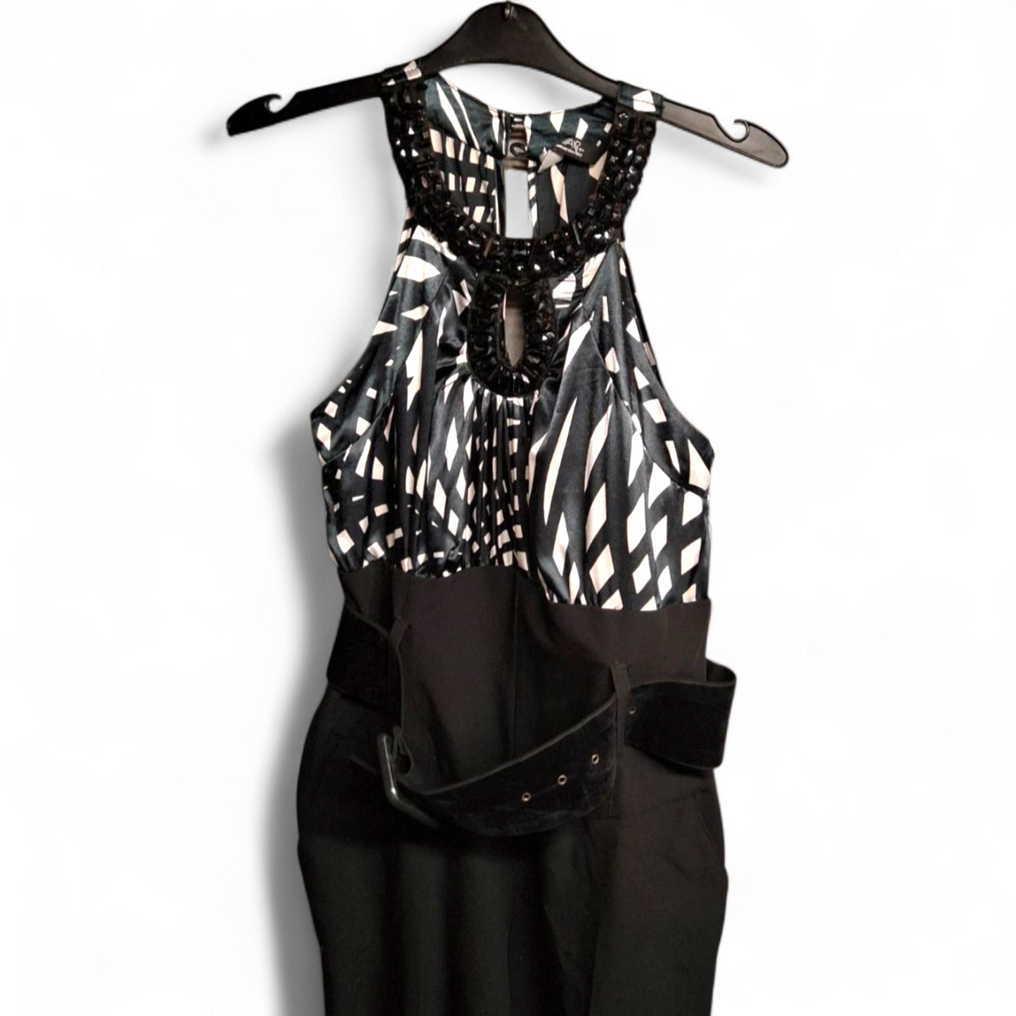 Julien Macdonald Black & White Halterneck Jumpsuit – Size 10